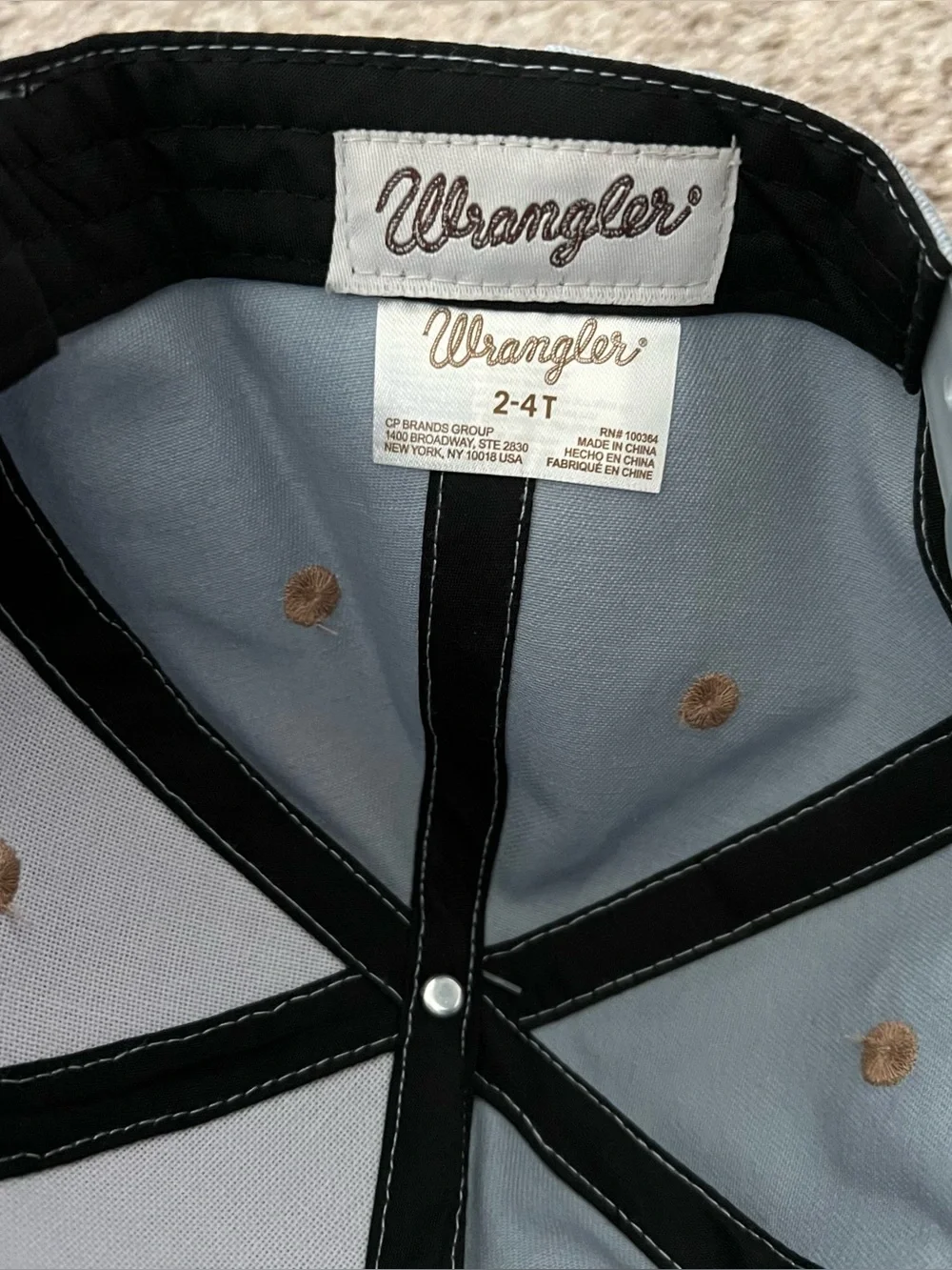 Wrangler Kids Two-Tone Blue and Brown Baseball Cap Size 2/4 T